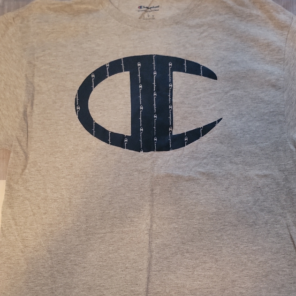 Champion Gray Short Sleeve Tee with Black Logo